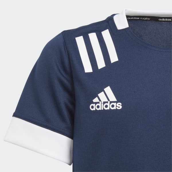 blauw 3-Stripes Rugbyshirt