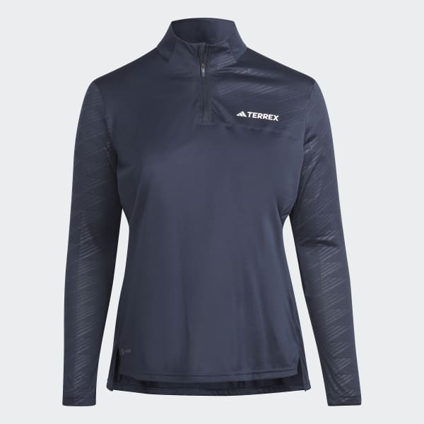 Niebieski Terrex Multi Half-Zip Long Sleeve Tee (Plus Size)