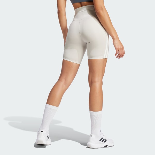 Beige Leggings courts à 3 bandes Optime Essentials