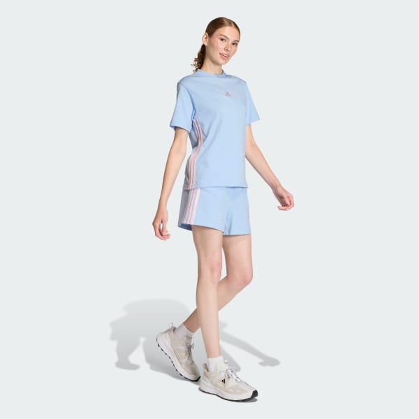 Blue Essentials 3-Stripes Cotton Shorts