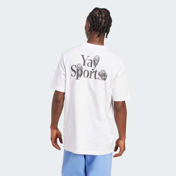 สีขาว เสื้อยืดพิมพ์ลาย Yay Sports Verbiage