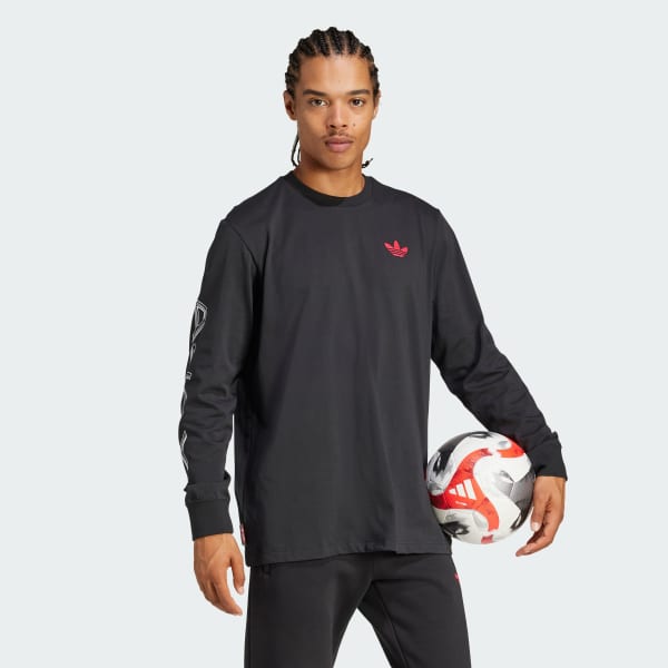 Svart Ajax Amsterdam Long Sleeve Graphic T-skjorte
