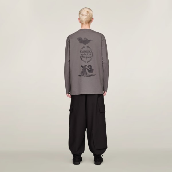 adidas Y-3 Graphic Long Sleeve Tee - Grey | Free Shipping