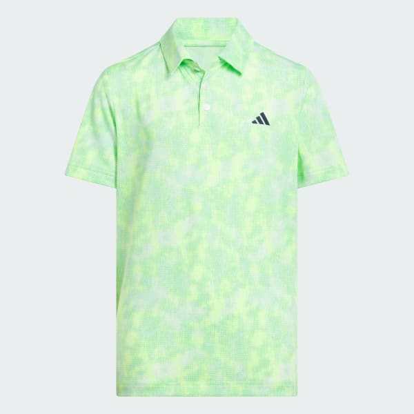 สีขาว เสื้อโปโลพิมพ์ลายเนื้อผ้ามีผิวสัมผัส Performance สำหรับเด็ก