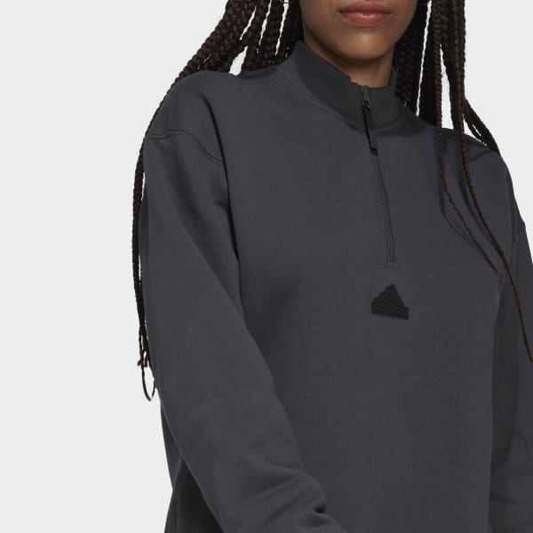Grau Half-Zip Sweater Kleid LA322