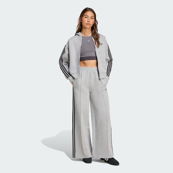 Gri Adicolor 3-Stripes Spacer Tam Boy Fermuarlı Kapüşonlu Üst