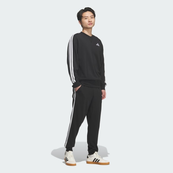 Black ESSENTIALS PLUS LOOSE FIT 3 STRIPES FRENCH TERRY 스웨트셔츠