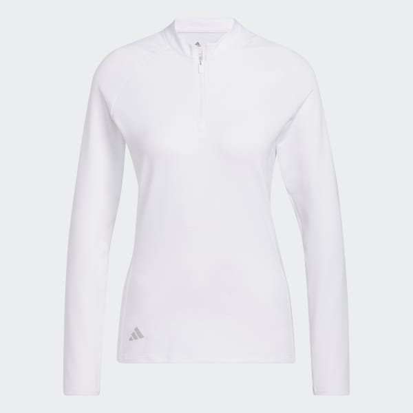 adidas Quarter Zip Long Sleeve Golf Polo Shirt White adidas Australia