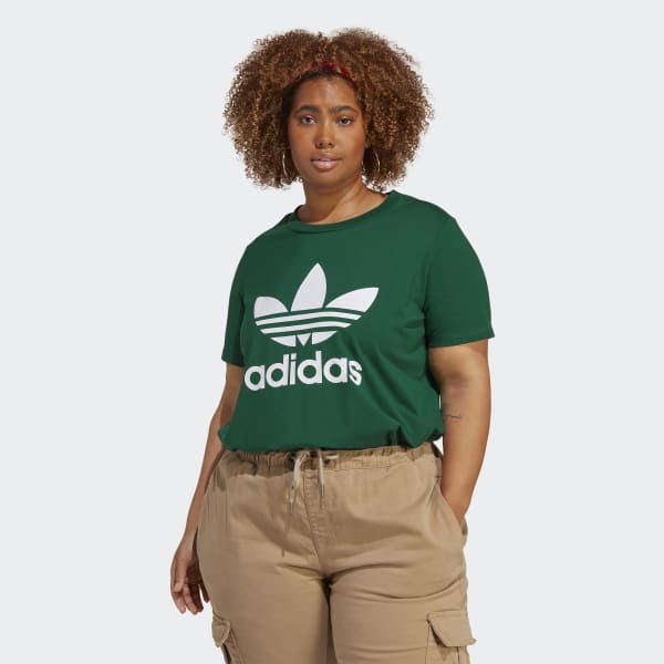 Trefoil adidas Green Tee - US | | Size) Adicolor Classics Women\'s adidas (Plus Lifestyle