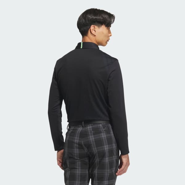 Đen Áo Polo Dài Tay Jacquard