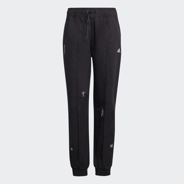 Negro Pantalón Holgado con Estampado de Cristales Sanadores