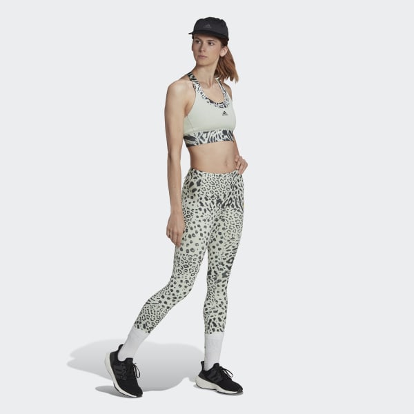 Zielony adidas Running Medium Support Print Bra LBT93