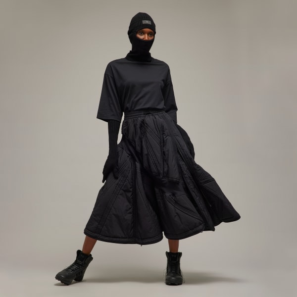 Y-3 - Drawstring-hem Quilted-jersey Midi Skirt - Womens - Black