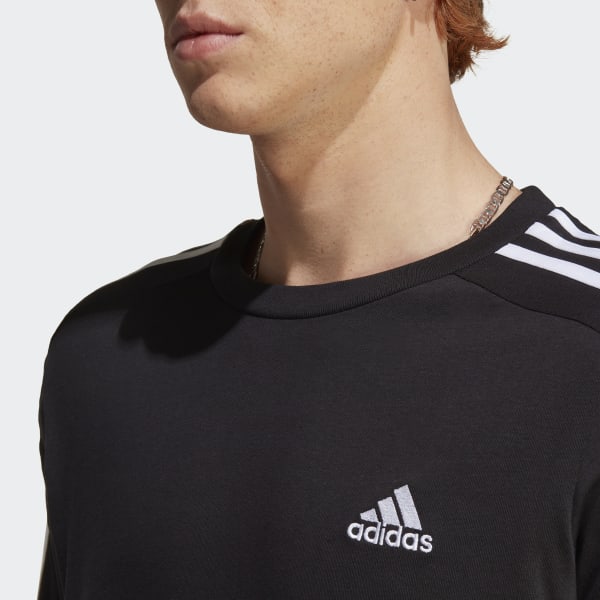 adidas Essentials Single Jersey 3 Stripes Tee Black adidas