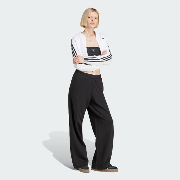 adidas Wide Leg Fleece Pants Black adidas Thailand