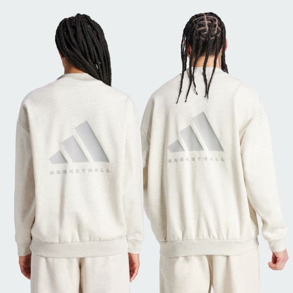 Branco Blusa Moletom adidas Basketball 001_Crew