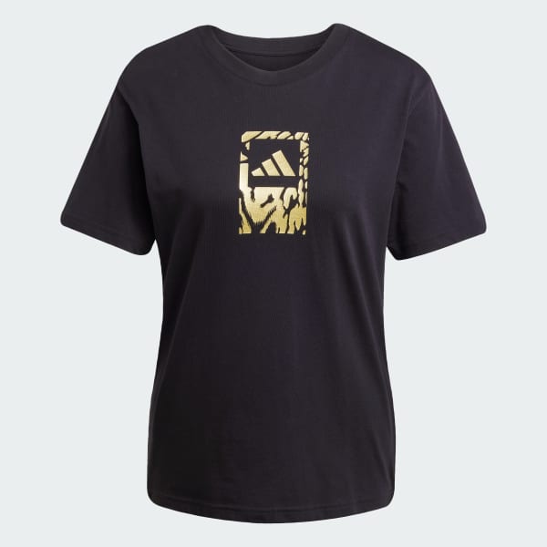 Preto Camiseta com estampa metálica Tech