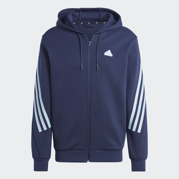 Blue Future Icons 3-Stripes Full-Zip Hoodie