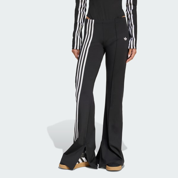 Black Ribbon Off Placed 3-Stripes Flared Pants
