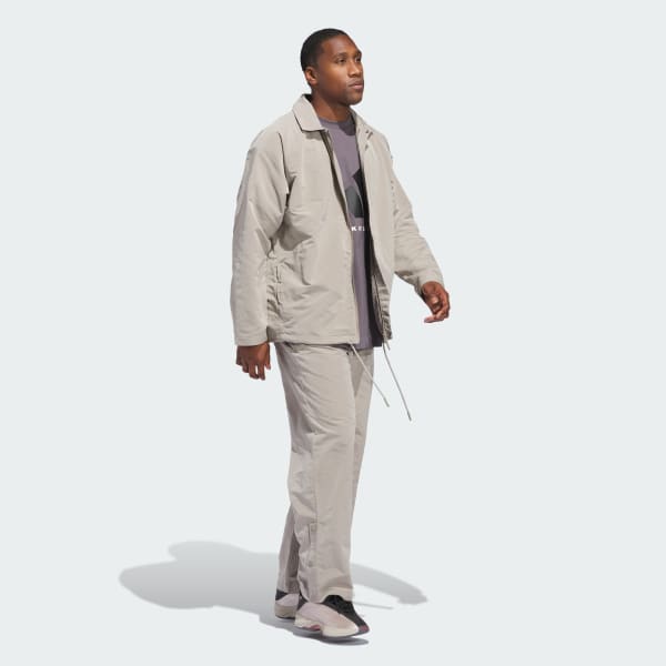 Beige adidas Basketball Coach Jacke – Genderneutral