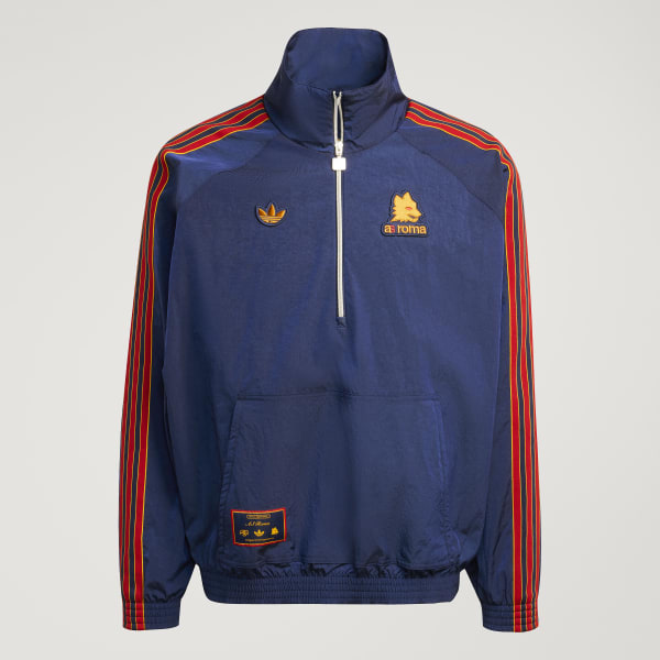 adidas AS Roma Terrace Icons Half-Zip Jacket - Blue | adidas Ireland