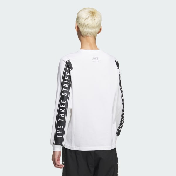ホワイト ワーディングパック ルーズフィット シングルジャージー 長袖Tシャツ