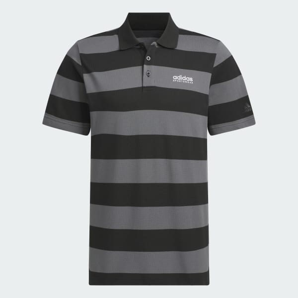 Black Piqué Stripe Polo Shirt