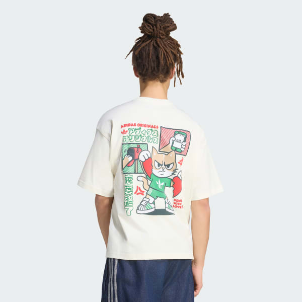 Blanc T-SHIRT V-DAY HEART BROKEN CAT GRAPHIC