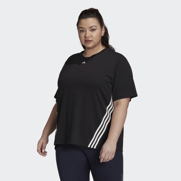 Svart Train Icons 3-Stripes T-skjorte (store størrelser) QD250
