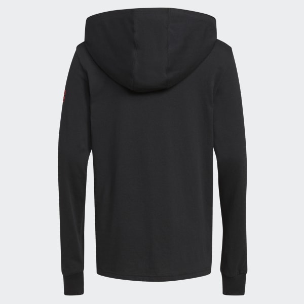 adidas Long Sleeve Echo Hooded Tee Black Kids Training