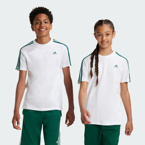 Branco Camiseta Algodão Essentials 3-Stripes