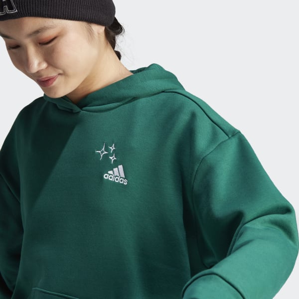 adidas Scribble Embroidery Fleece Hoodie Green adidas Thailand