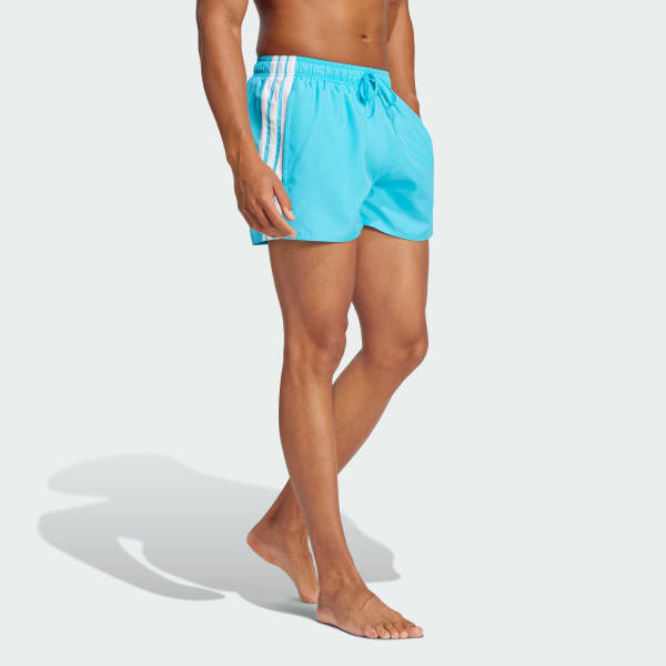 Turquoise 3-Stripes Swim Shorts 3-Inch