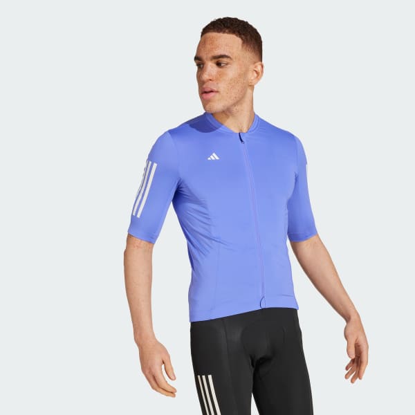 Blau Tempo 3-Streifen Radtrikot