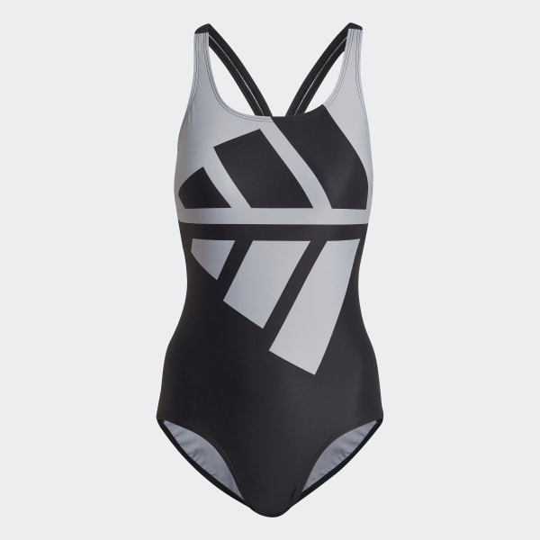 Black Padded Logo Graphic Swimsuit