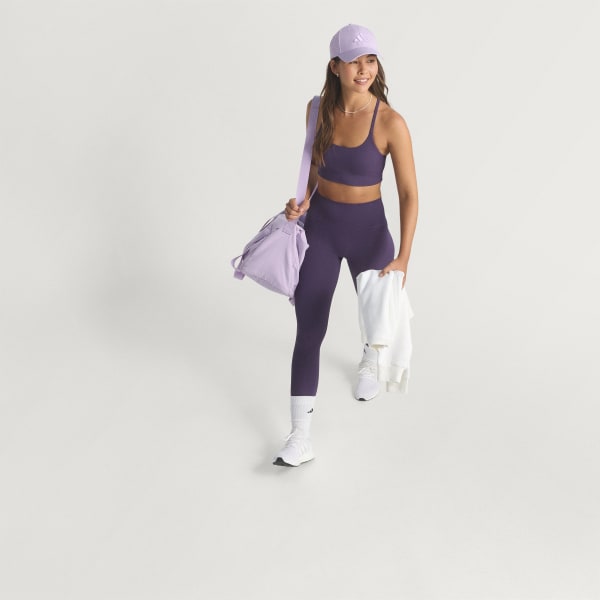 Purpura Top Deportivo Long Line adidas All Me Acanalado Soporte Ligero