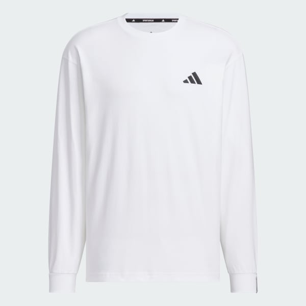 White 에센셜 플러스 루스 핏 스몰 로고 롱 슬리브 티