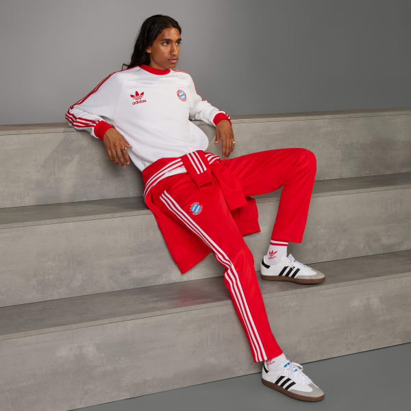 adidas FC Bayern Beckenbauer Track Tracksuit Bottoms Red adidas UK