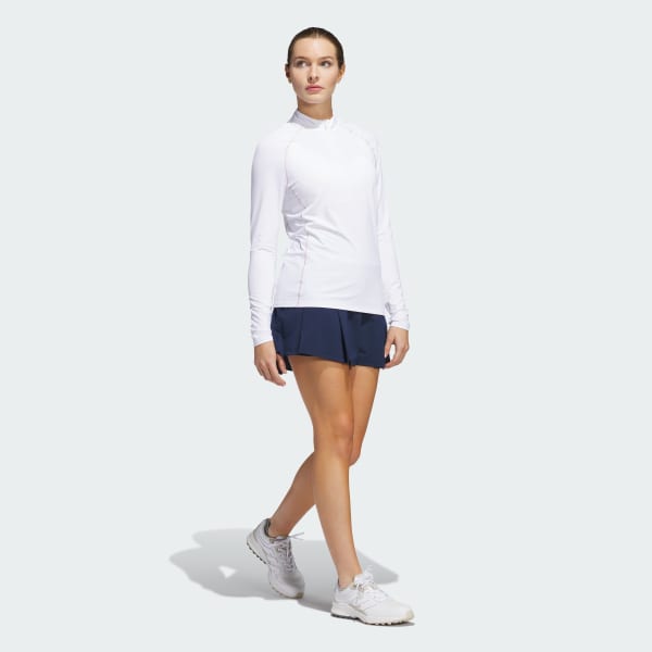 adidas Ultimate365 Solid Quarter-Zip Mock Polo Shirt - White