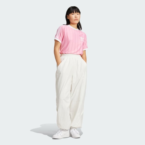 Rose T-shirt fines rayures 3 bandes Adicolor