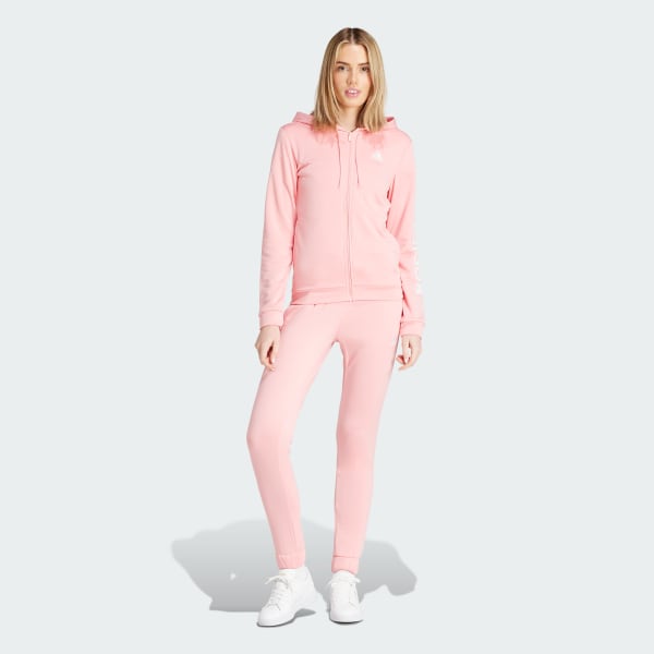 Pink and white adidas tracksuit shop
