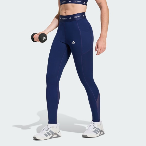 Blau TECHFIT Stash Pocket Full-Length Leggings