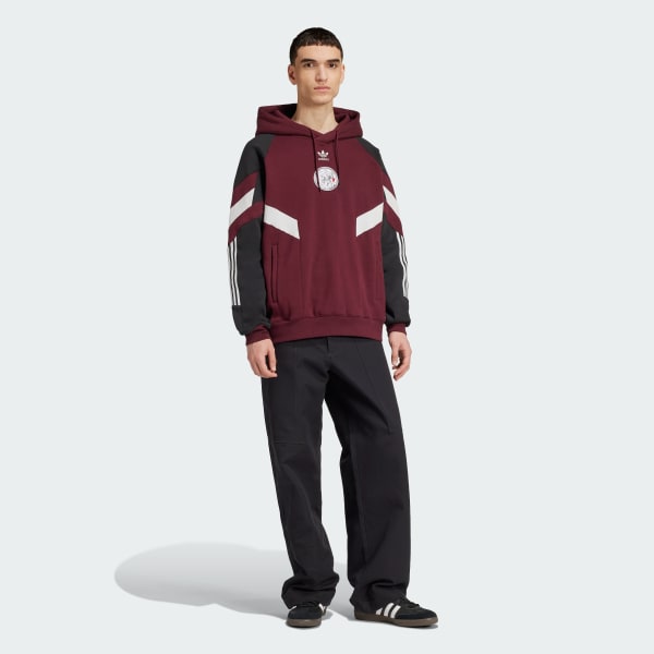 adidas Ajax Amsterdam Originals Hoodie Burgundy adidas UK