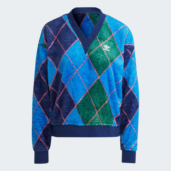 adidas Argyle Fluffy V Neck Sweater Green adidas Thailand