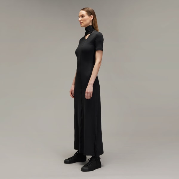 Black Y-3 Fitted Neck Closure Dress
