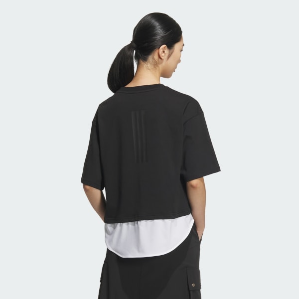 アディダス レイヤード ルーズフィット半袖コットンTシャツ