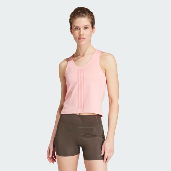 Rosa Playera sin mangas Doble Vista Power 3 Franjas Ajustada