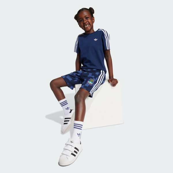 Bla adidas Originals x Minecraft kort T-shirt sæt til børn