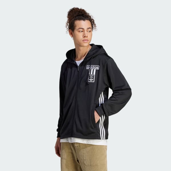 Negro Polera con Capucha Adicolor Adibreak Cierre Frontal