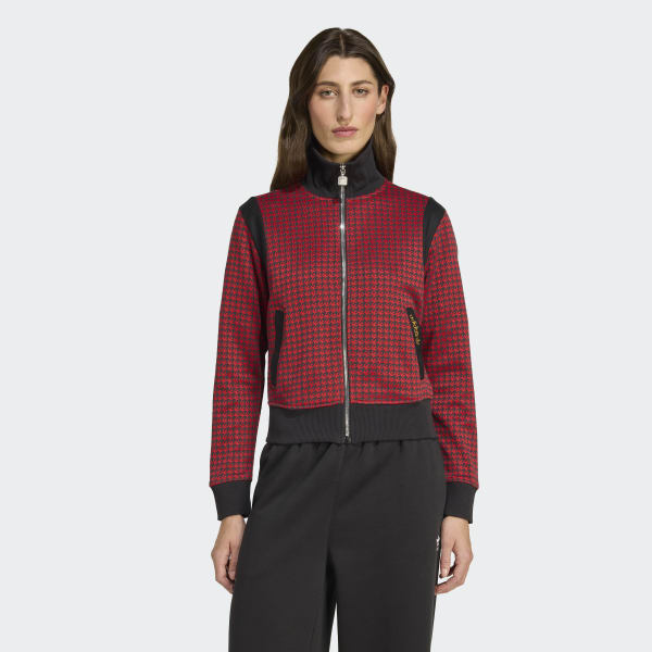 adidas Houndstooth Track Jacket - Red | Free Shipping with adiClub